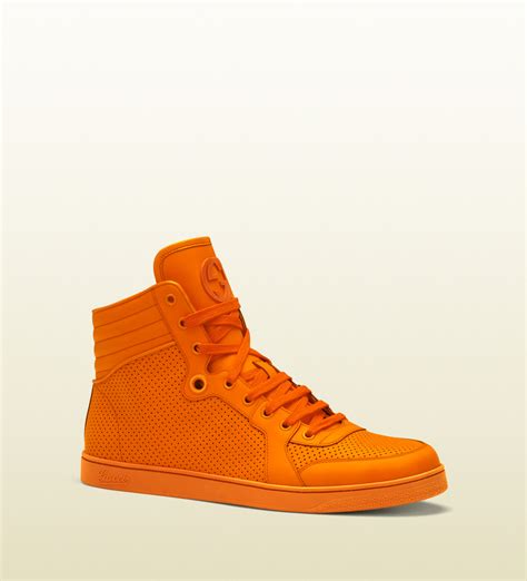 gucci neon orange leather high top sneaker|Gucci low top sneakers men.